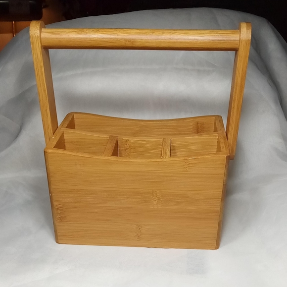 Natural Bamboo Cultery Caddy With Handle - Picture 5 of 10